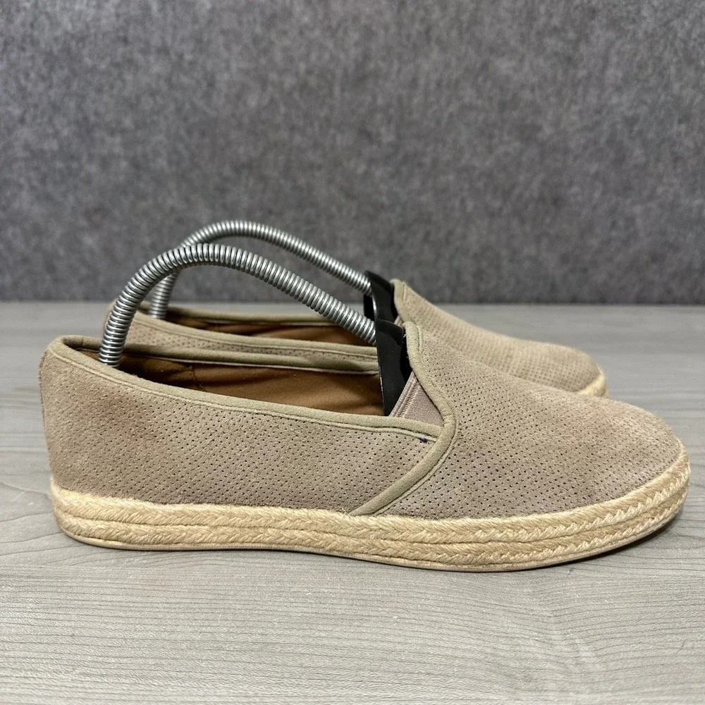 Clarks Azella Theoni Perforated Suede‎ Espadrille Slip On Shoes Taupe Womens 9